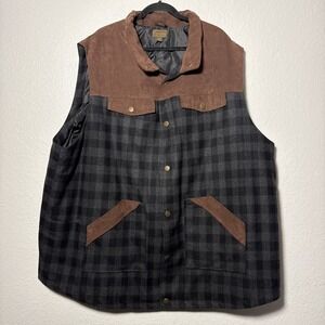 Boulder Creek Trading Co Vest Men's Size 4XLT Wool Blend Check Ranch Western
